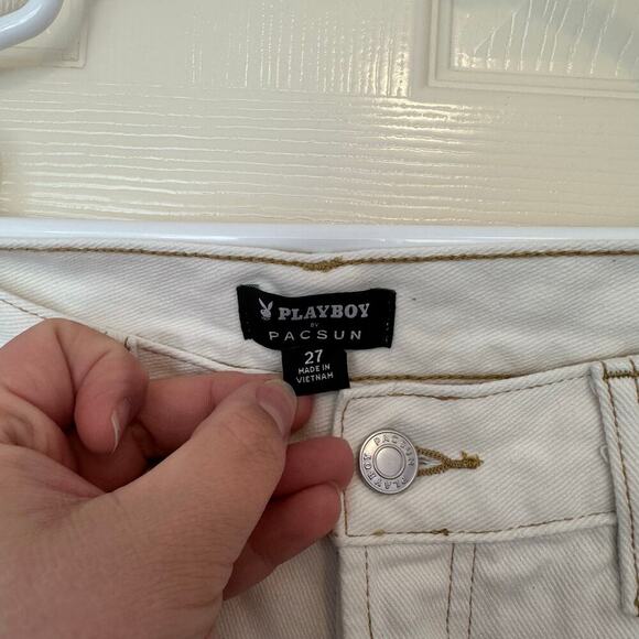 Pacsun X Playboy High Waist Cut-Out Slim Jeans Size 27 White Bunny Streetwear - Picture 5 of 12